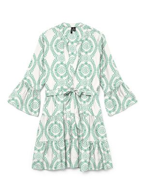 VMMELBA 3/4 SHORT BELT DRESS WVN NOOS Snow White/Holly Gre