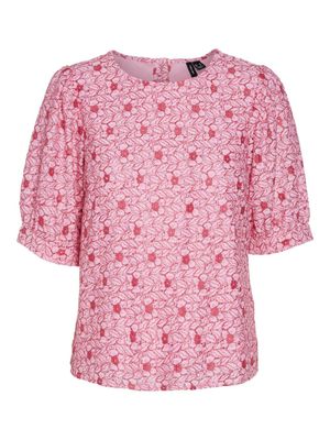 VMSONEY LACE 2/4 TOP WVN Bonbon-Pink yarrow lines