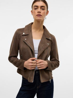 VMJOSE SHORT FAUX SUEDE JACKET GA NOOS Chocolate Chip