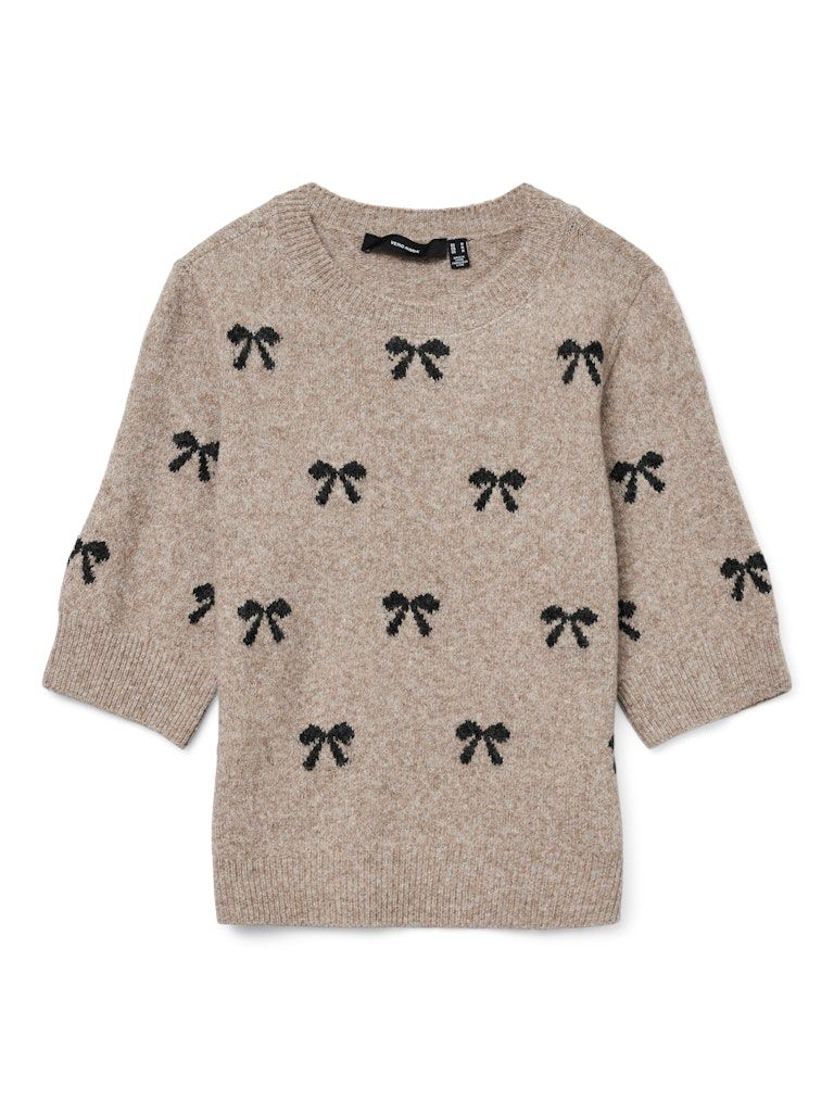 VMDOFFY INTARSIA 2/4 O-NK PULLOVER Moon Rock/W. BLACK B