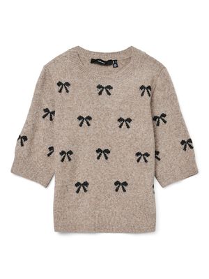 VMDOFFY INTARSIA 2/4 O-NK PULLOVER Moon Rock/W. BLACK B