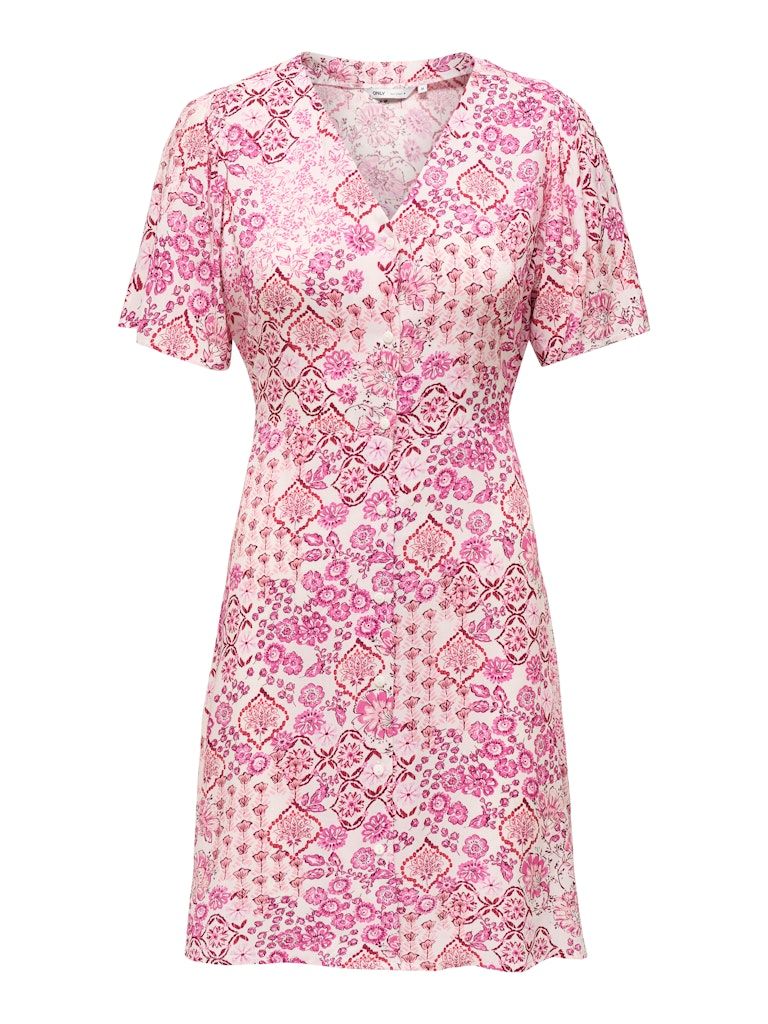 ONLEVIDA S/S SHORT DRESS WVN NOOS Marshmallow/DUSTY RO