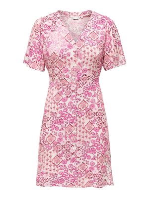 ONLEVIDA S/S SHORT DRESS WVN NOOS Marshmallow/DUSTY RO