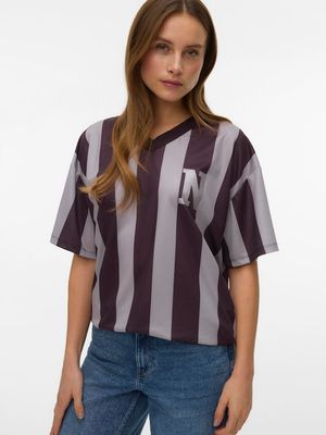 VMLAIKA GLITTER 2/4 V-NECK TEE JRS EXP Fudge/ASH