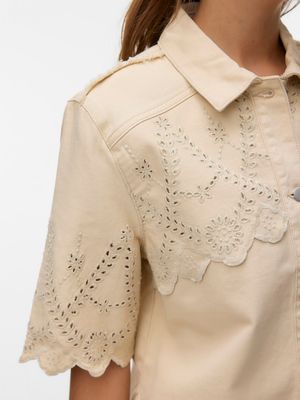 VMPETRA 2/4 BRODERIE COLOR SHIRT Ecru