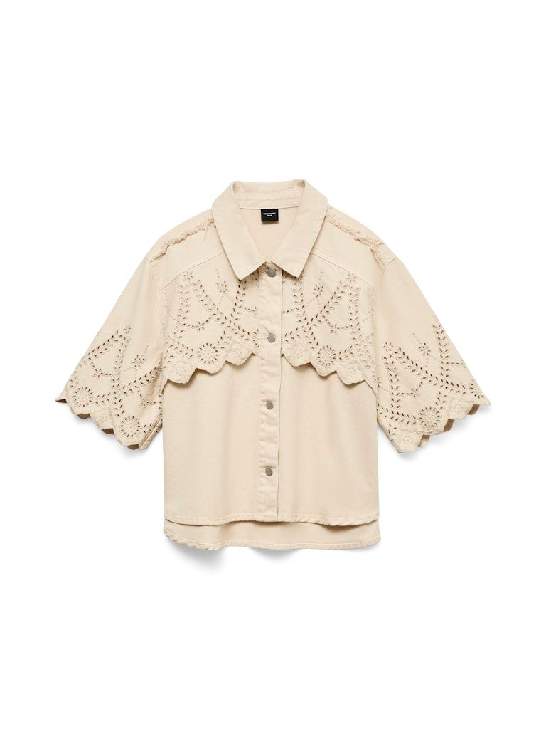 VMPETRA 2/4 BRODERIE COLOR SHIRT Ecru