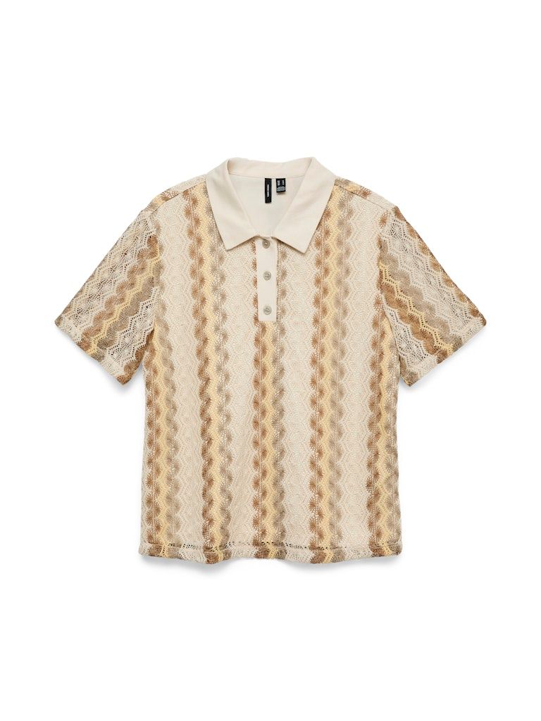 VMTERESA SS POLO TOP JRS GA Birch/SILVER MINK+GO