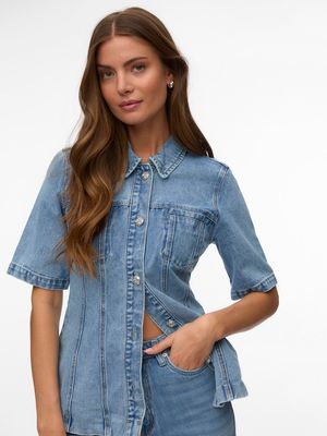 VMJOSIE 2/4 DENIM SHIRT Light Blue Denim