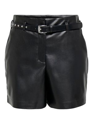JDYKADERA HW BELTED PU SHORTS PNT Black/METAL STUDS