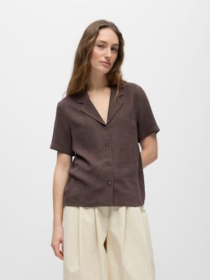 OBJSANNE S/S RE SHIRT NOOS Seal Brown