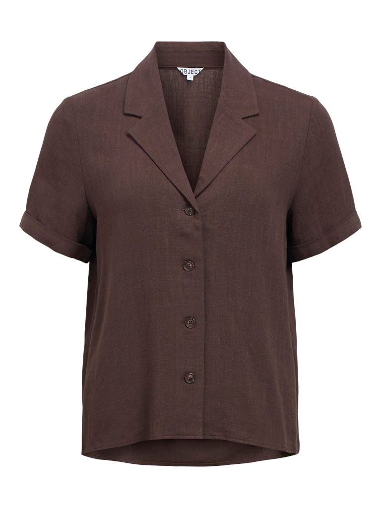 OBJSANNE S/S RE SHIRT NOOS Seal Brown
