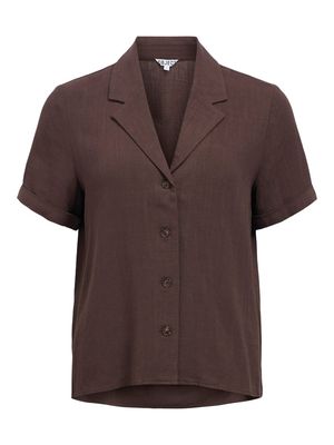 OBJSANNE S/S RE SHIRT NOOS Seal Brown