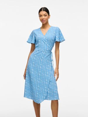 VILOVIE S/S WRAP MIDI DRESS - NOOS Blissful Blue/BOXY
