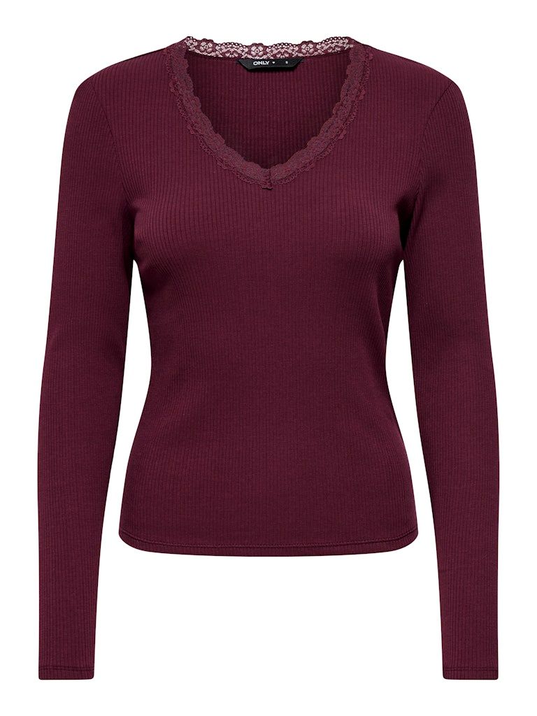 ONLSARA SHARAI L/S V-NECK TOP JRS NOOS Burgundy