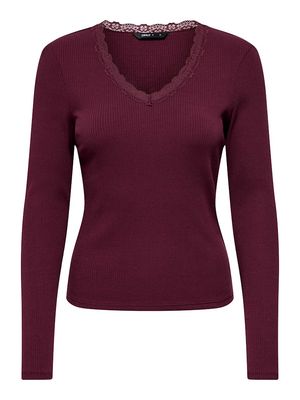 ONLSARA SHARAI L/S V-NECK TOP JRS NOOS Burgundy
