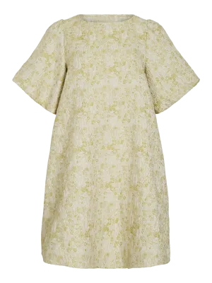 VIKAIA BOAT NECK 2/4 JACQ SHORT DRESS/DC Smoke Green