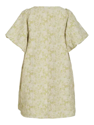 VIKAIA BOAT NECK 2/4 JACQ SHORT DRESS/DC Smoke Green