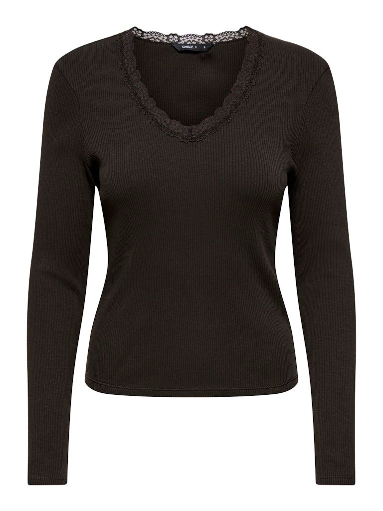 ONLSARA SHARAI L/S V-NECK TOP JRS NOOS Chocolate Torte