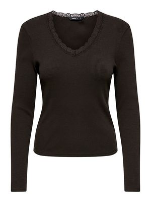 ONLSARA SHARAI L/S V-NECK TOP JRS NOOS Chocolate Torte