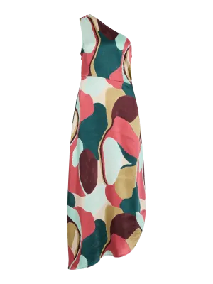 VISALMIRA KAI ONE-SHOULDER MIDI DRESS/DC Holly Berry/MULTI