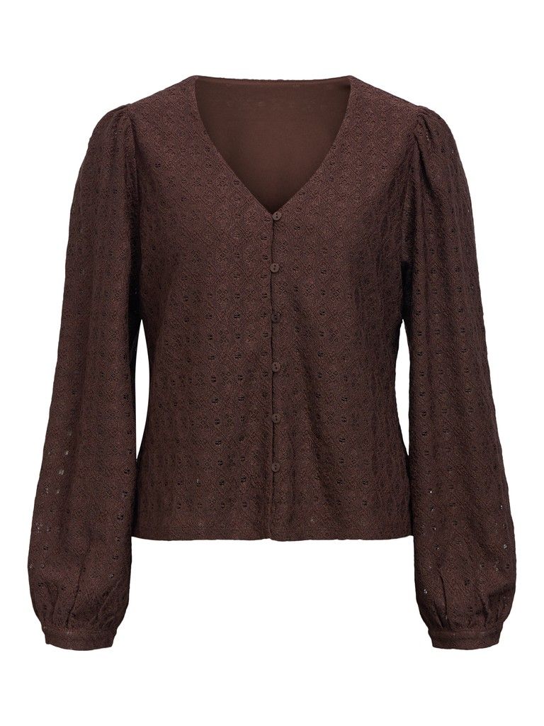 OBJLAILA L/S V-NECK TOP NOOS Seal Brown