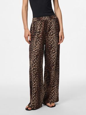 PCTIFFANY HW WIDE PANTS WVN NOOS BC Black/LEO