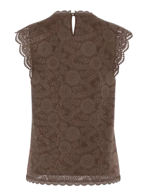 PCOLLINE SL LACE TOP WVN NOOS Hot Fudge