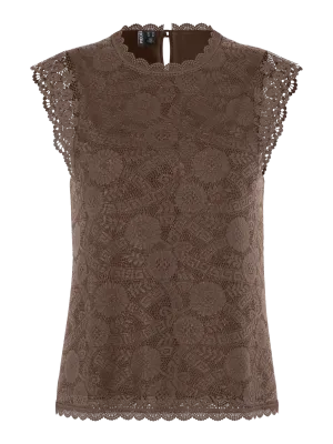 PCOLLINE SL LACE TOP WVN NOOS Hot Fudge