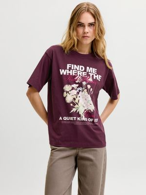 JXSANDRA LOOSE SS TEE JRS Winetasting/WILD FLO