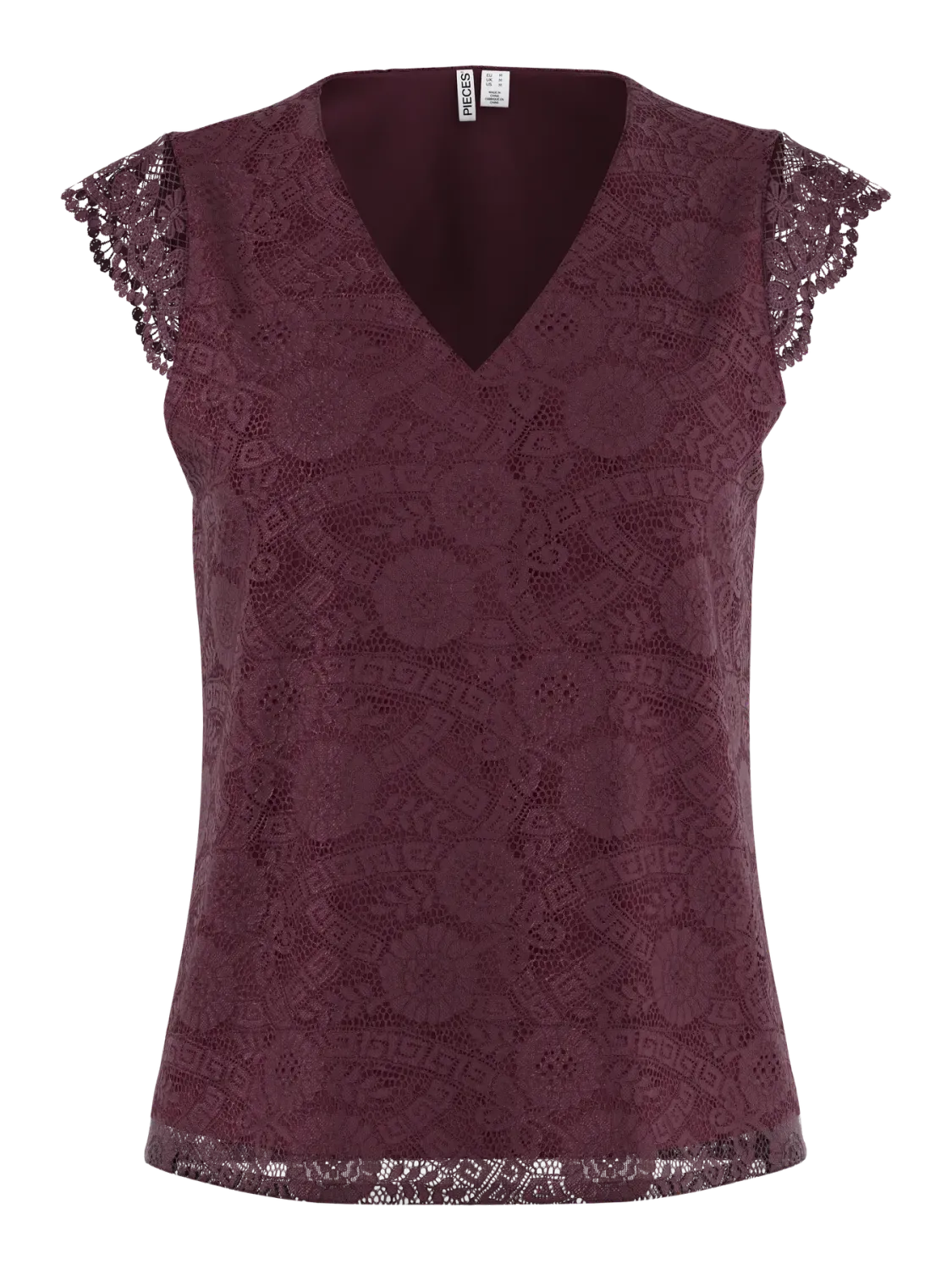 PCOLLINE SL LACE V-NECK TOP WVN NOOS Winetasting