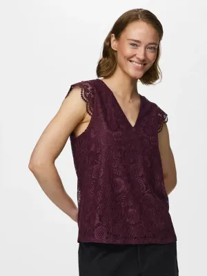 PCOLLINE SL LACE V-NECK TOP WVN NOOS Winetasting