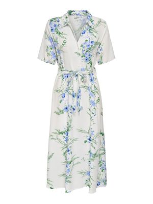 JDYSTARSEZEN LIFE 2/4 MIDIDRESS WVN NOOS Cloud Dancer/BLUE CO