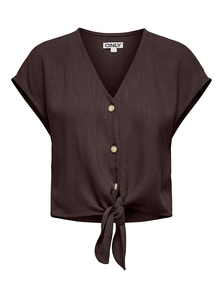 ONLSIESTA SS KNOT LIN BL SHIRT PNT NOOS Black Coffee