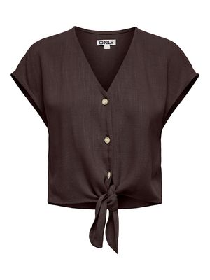 ONLSIESTA SS KNOT LIN BL SHIRT PNT NOOS Black Coffee