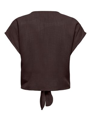ONLSIESTA SS KNOT LIN BL SHIRT PNT NOOS Black Coffee