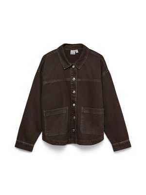 VMJAMIE LS DENIM SHACKET MIX GA NOOS Chocolate Torte-WASHED