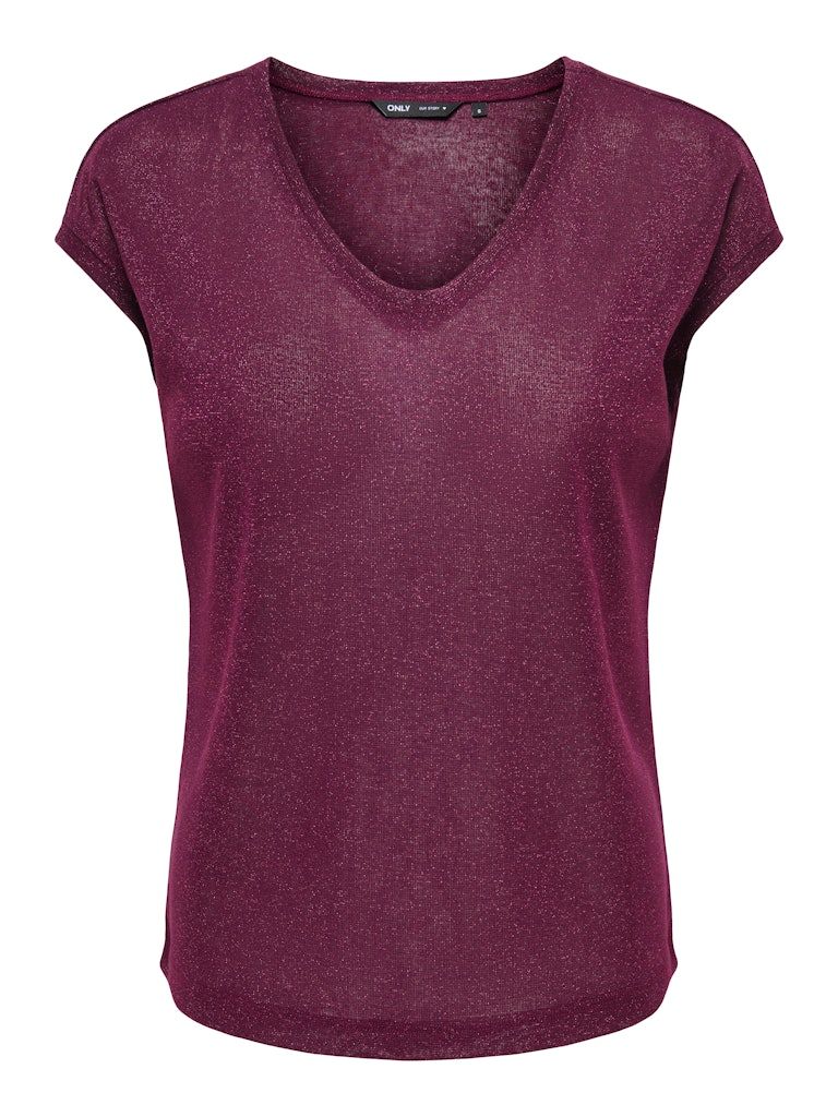 ONLSILVERY S/S V NECK LUREX TOP JRS NOOS Fig/TONE IN TONE LUR