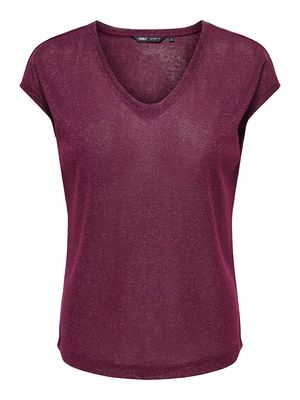 ONLSILVERY S/S V NECK LUREX TOP JRS NOOS Fig/TONE IN TONE LUR