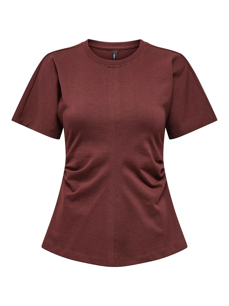 ONLMARIE S/S RUCHING TOP JRS NOOS Rum Raisin