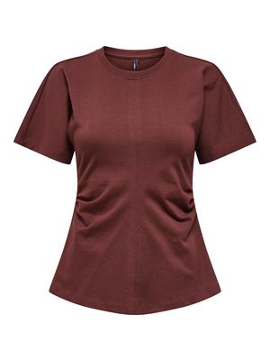 ONLMARIE S/S RUCHING TOP JRS NOOS Rum Raisin