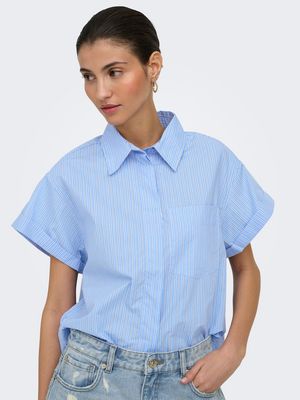 ONLKERI S/S FOLD SHIRT WVN Provence/WHITE