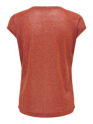 ONLSILVERY S/S V NECK LUREX TOP JRS NOOS Picante/TONE IN TONE