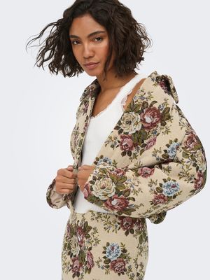 JDYFLOLA L/S JACQUARD JACKET WVN Crème Brûlée/FLOWER