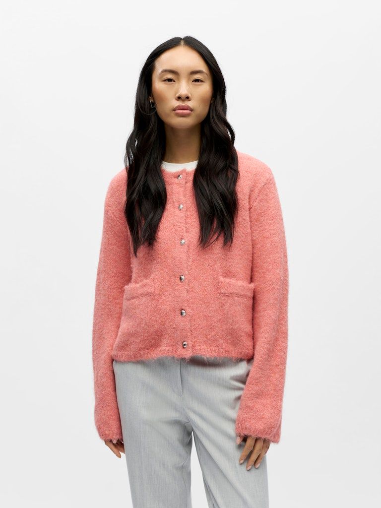 OBJSAGGIA RE L/S KNIT CARDIGAN NOOS Lantana/Melange