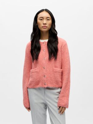 OBJSAGGIA RE L/S KNIT CARDIGAN NOOS Lantana/Melange