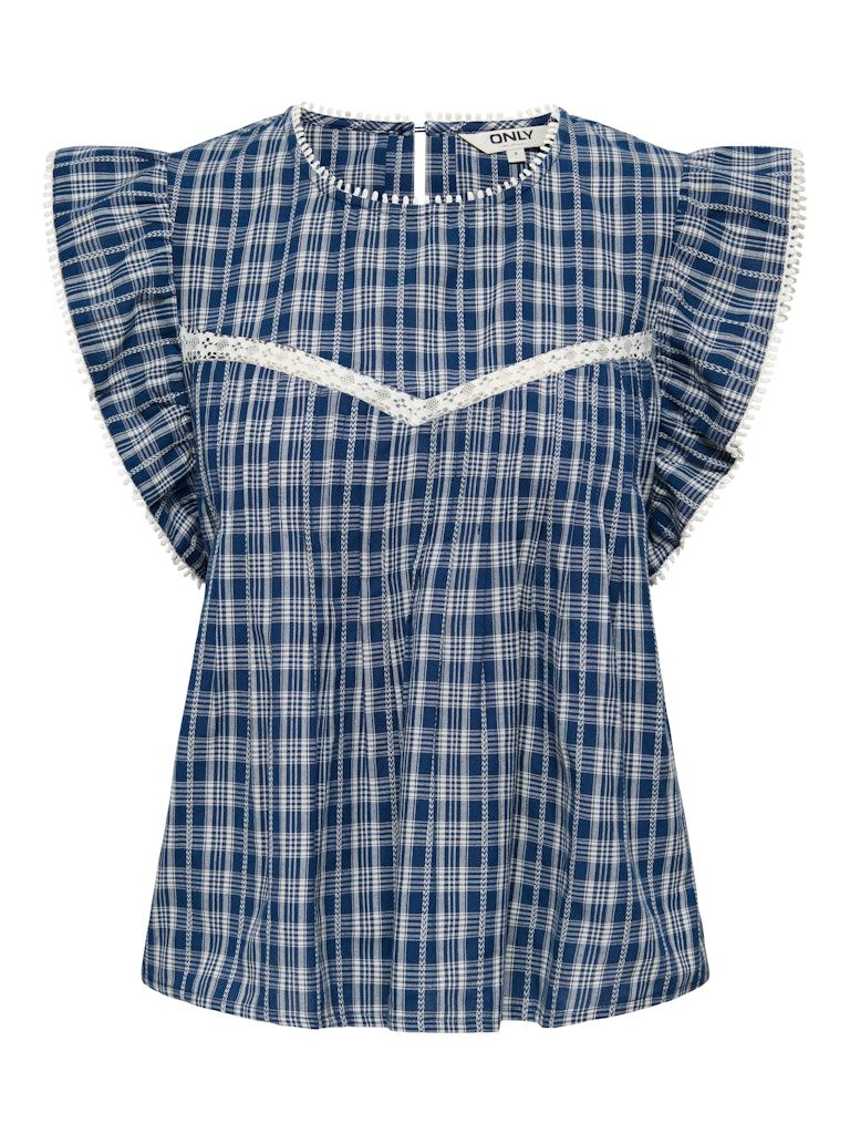 ONLMIYU S/L FRILL TOP WVN Navy Peony/CLOUD DAN