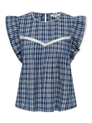 ONLMIYU S/L FRILL TOP WVN Navy Peony/CLOUD DAN