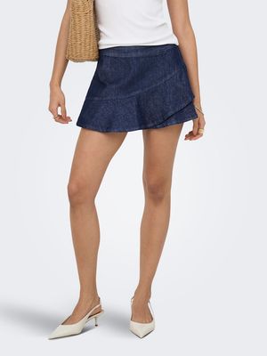 ONLRANJA REG FRILL DNM SKORT GUA Dark Blue Denim