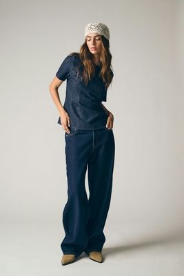 ONLTAMMY S/S FITTED DNM SHIRT YOR Dark Blue Denim