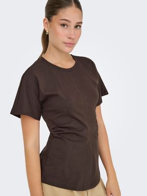 ONLMARIE S/S RUCHING TOP JRS NOOS Seal Brown